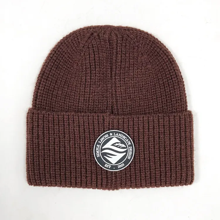 custom beanie with PVC logo