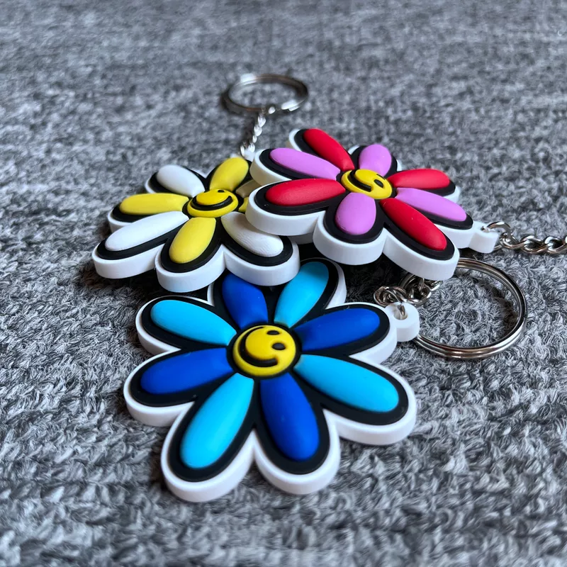 flower pvc keyring custom made